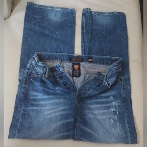 ED HARDY BY CHRISTIAN AUDIGIER MEN'S BUTTON FLY  DISTRESSED JEANS SIZE 30 X 32